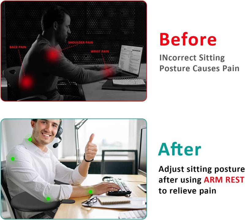 eulps Foldable Desk Extender Tray, Arm Rest for Desk, Ergonomic Forearm Leather Soft Armrest Support, Wrist & Elbow Pad for Home and Office, Easy Typing & Pain Relief - Image 3